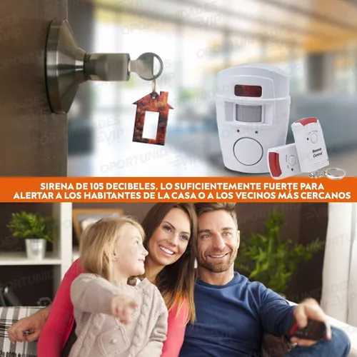 Alarma Domiciliaria Inalámbrica con Sensor de Movimiento y Sirena + 2 Controles