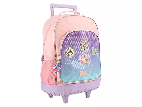 Mochila Con Carro * TRENDY LENTEJUELAS * 18" Pulgadas Escolar Reforzada -Calidad-