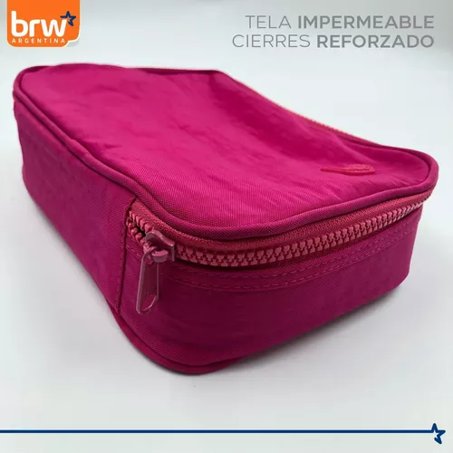 CARTUCHERAS 100 Lápices BRW ** FUCSIA **  1 Cierre c/ Divisiones Internas - PREMIUM Reforzada