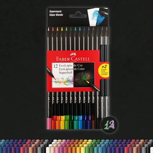 Lapices FABER CASTELL - SUPERSOFT x 12 Colores + 2 Grafito-