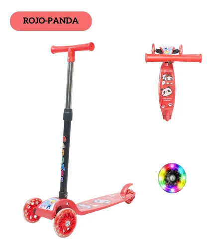 Monopatin Plegable - Scooter Rojo - 3 Ruedas c/ Luz