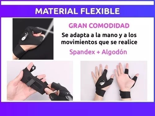 Guantes Luz Led Linterna x 2 Luz Blanca (De Trabajo - Pesca - Camping - Mecánica - Electricidad)