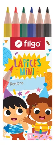 Party Set Filgo * Cumpleaños con Lápices Mini * -Para 10 invitados - (Incluye 10 Cajitas de Lapices x 6 + 10 Bolsitas para colorear+ 10 Tarjetitas + 10 Sticker Cierra bolsa