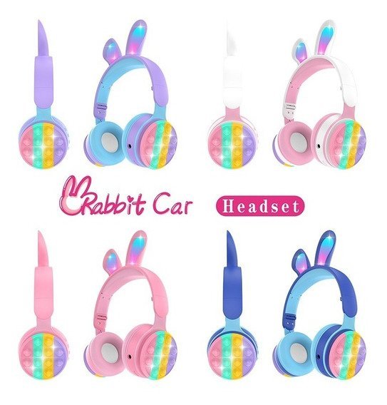 Auriculares Inalámbricos * CONEJITO POP IT * Con Luz Bluetooth (Premium)