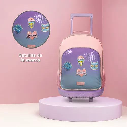 Mochila Con Carro * TRENDY LENTEJUELAS * 18" Pulgadas Escolar Reforzada -Calidad-