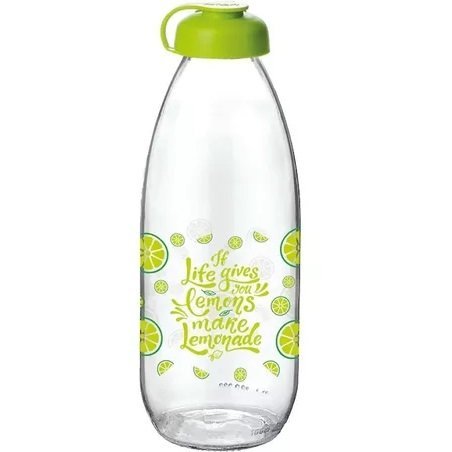 BOTELLAS DE VIDRIO 1 LITRO * VERDE MZA * C/ TAPA PLASTICA