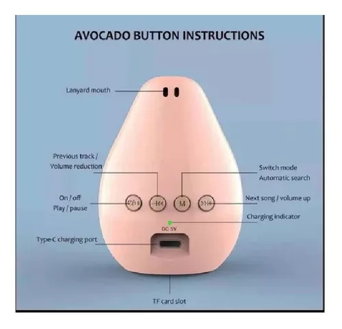 Mini Parlante " Palta Rosa " Batería Bluetooth Inalámbrico