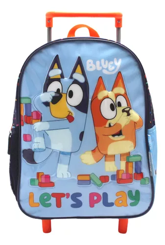Mochila Con Carro * Bluey Play * 12" Pulgadas Wabro Escolar Reforzada -Calidad-