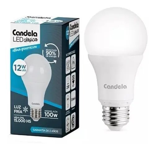 Focos Led Candela - 12w - Luz Fría (Ahorra hasta 90% de Energía)