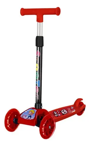 Monopatin Plegable - Scooter Rojo - 3 Ruedas c/ Luz
