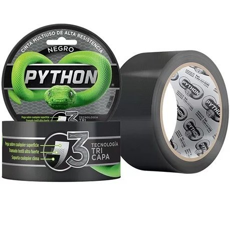 Cinta Adhesiva Multiuso * PYTHON * Alta Resistencia Negra - TRI CAPA -  (Excelente Calidad)