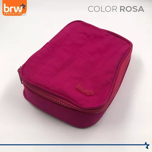 CARTUCHERAS 100 Lápices BRW ** FUCSIA **  1 Cierre c/ Divisiones Internas - PREMIUM Reforzada