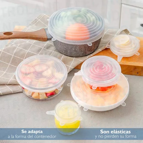 Set de Tapas de Silicona x 6 Para Alimentos y Bebidas