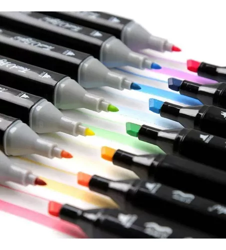 Kit de Marcadores de Artistica * Doble Punta x 80 Unidades + Estuche de Tela * Premium Touch