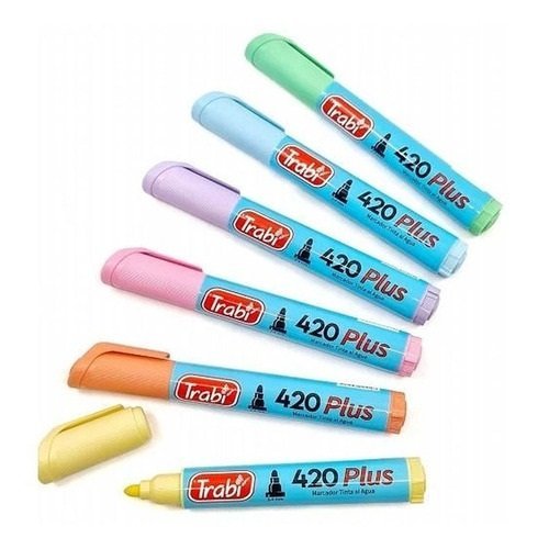 Marcadores Trabi PASTEL x 6 (Punta Redonda)