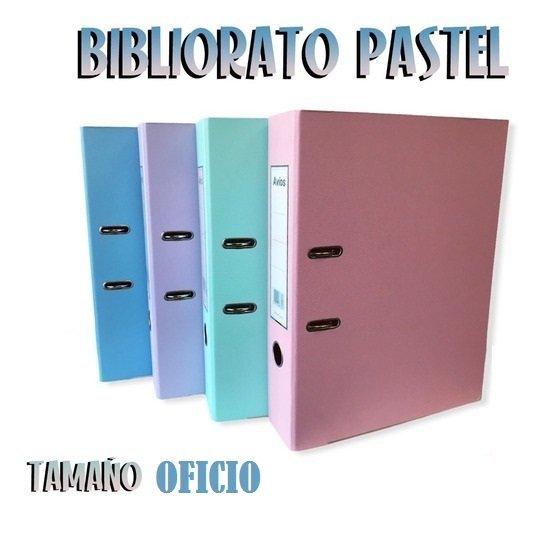 Bibliorato Avios Forrado " OFICIO " PVC de Colores " PASTELES" Lomo Ancho