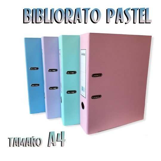 Bibliorato Avios Forrado " A4 " PVC de Colores " PASTELES" Lomo Ancho