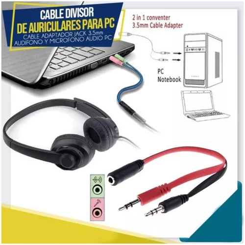 CABLE ADAPTADOR PARA AURICULARES (PC A JACK 3.5 UNIVERSAL) DE AUDIO