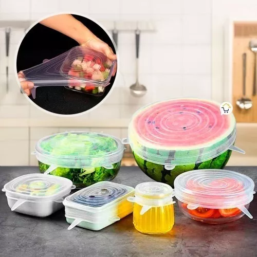 Set de Tapas de Silicona x 6 Para Alimentos y Bebidas