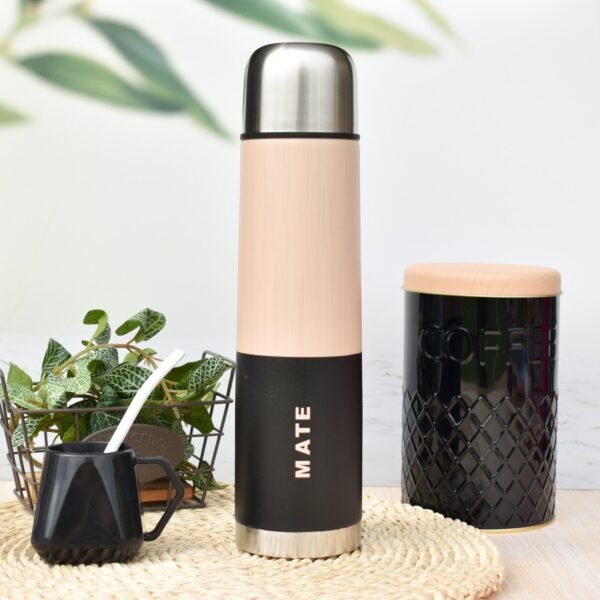 Termo Acero Inoxidable "Madera Negro" 1 Litro