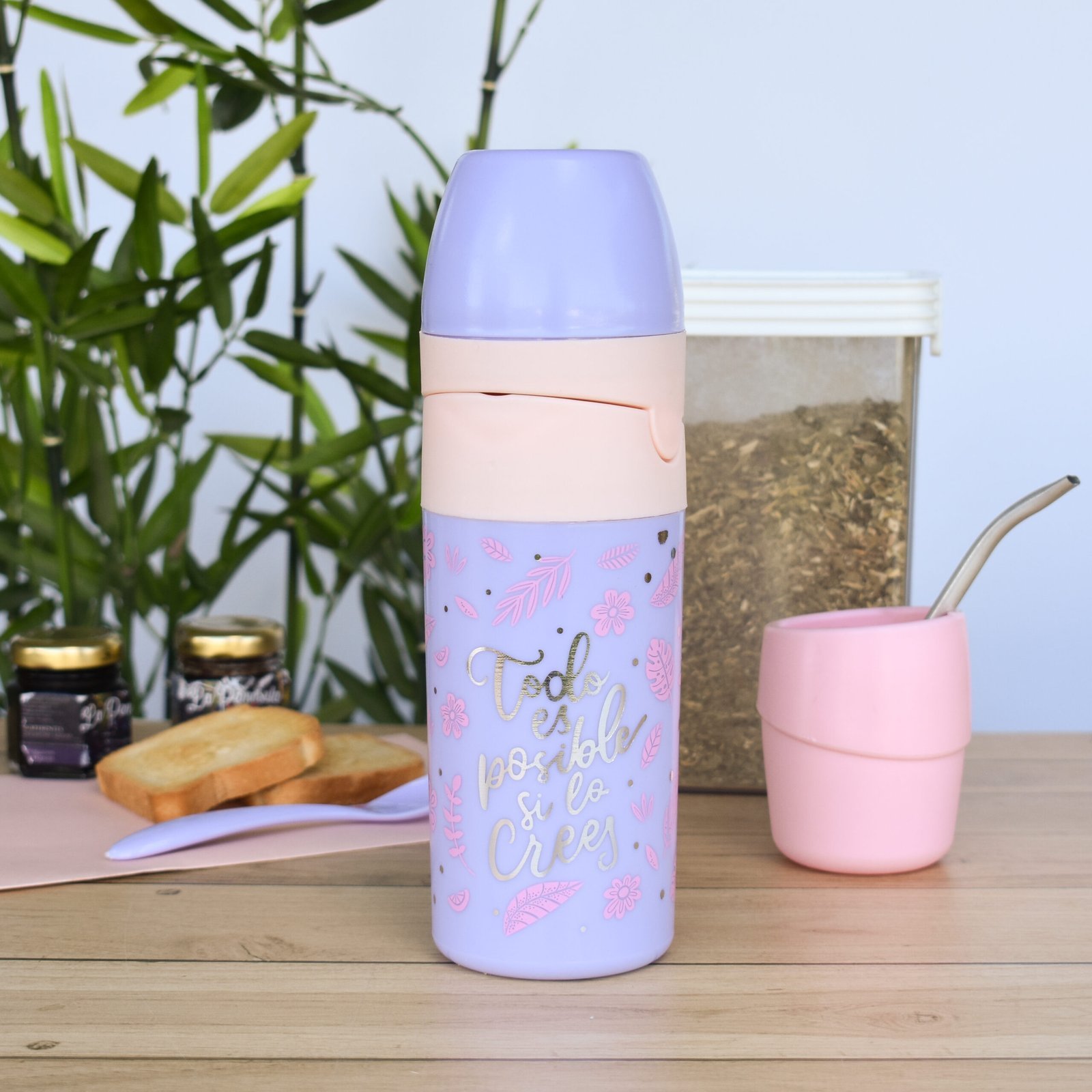 SET DUET * TODO ES POSIBLE SI LO CREES * YERBERA Y AZUCARERA (2 EN 1) - LILA PASTEL -