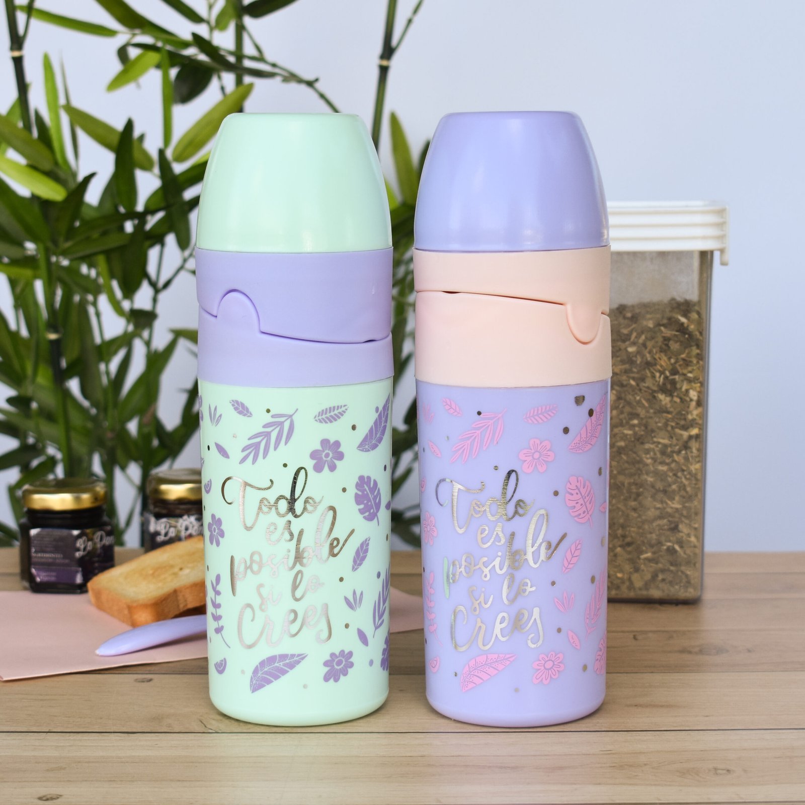 SET DUET * TODO ES POSIBLE SI LO CREES * YERBERA Y AZUCARERA (2 EN 1) - LILA PASTEL -