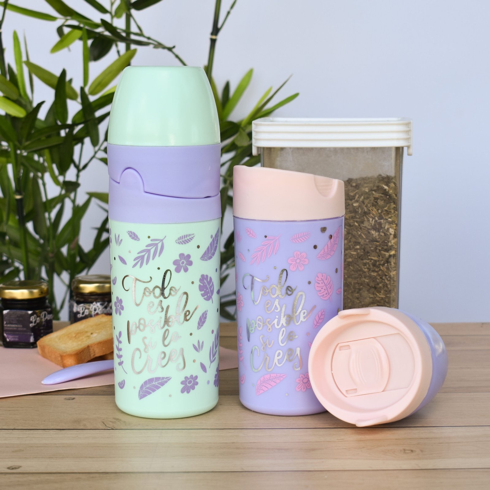 SET DUET * TODO ES POSIBLE SI LO CREES * YERBERA Y AZUCARERA (2 EN 1) - LILA PASTEL -