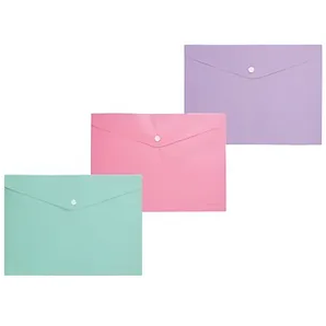 Sobre Plástico cierre c/ Botón "PASTEL " tamaño Oficio (grande)