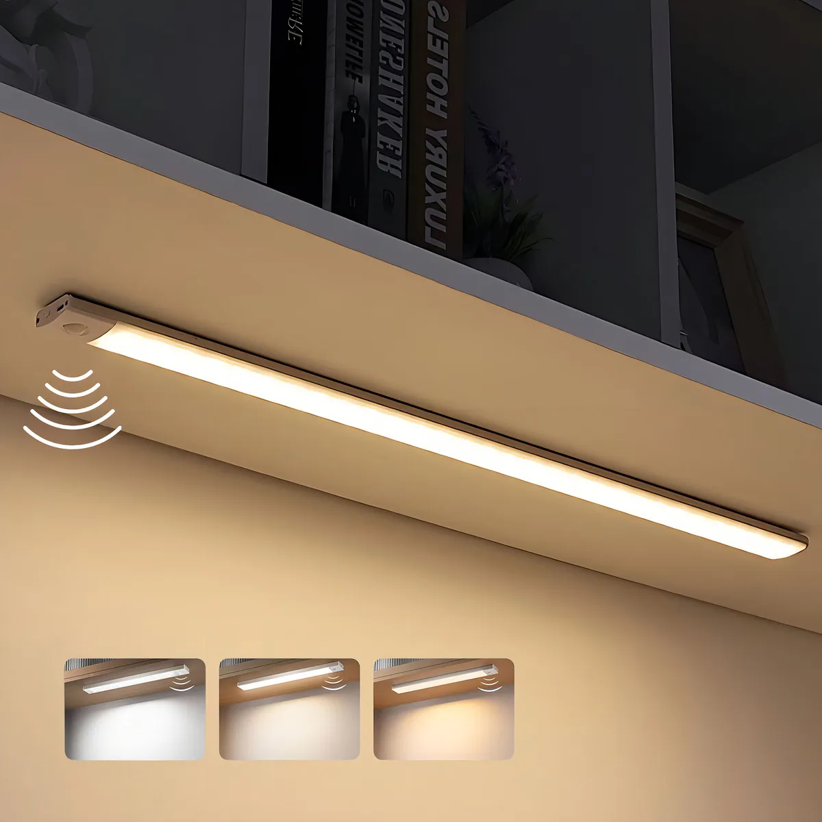 Lamparas Luz Led * METALICO 40 CM * Bajo Mesada imantada Recargable Con Sensor de Movimiento