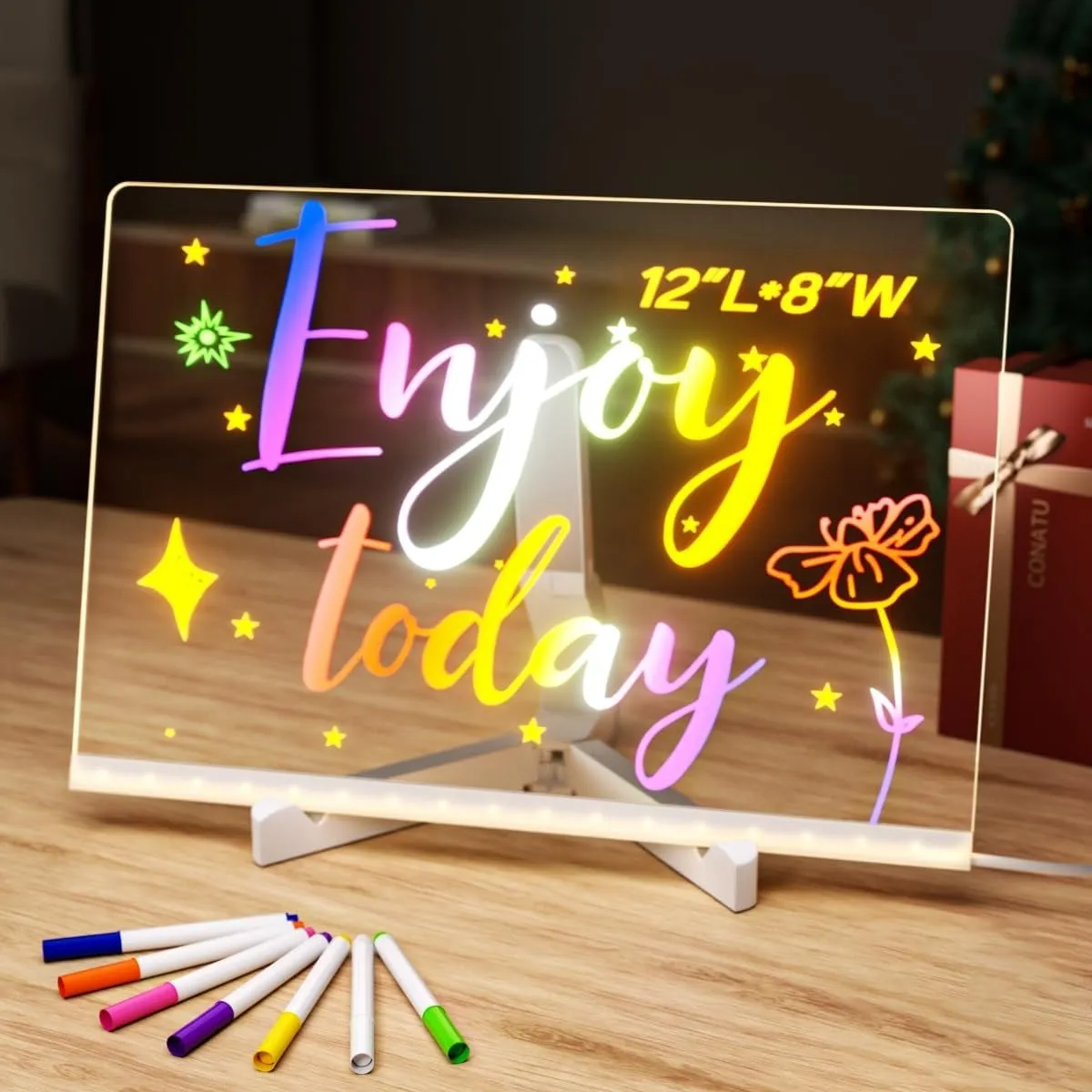 Pizarra Luminosa Mágica 30x20 Cm Acriilic0 + 7 Marcadores