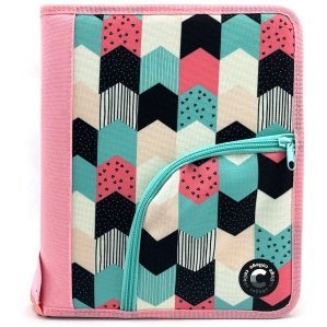 Carpetas 3 anillos C/ Cierre " Estampado Rosa C/ Bolsillo " College *Cod 315*