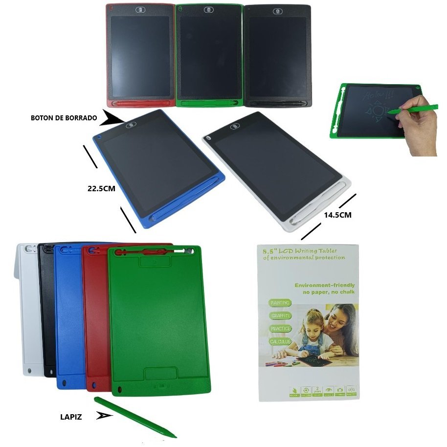 Pizarras Didácticas TABLET LCD 8.5" c/ Lapiiz Tactil (Pantalla escribe color Verde)