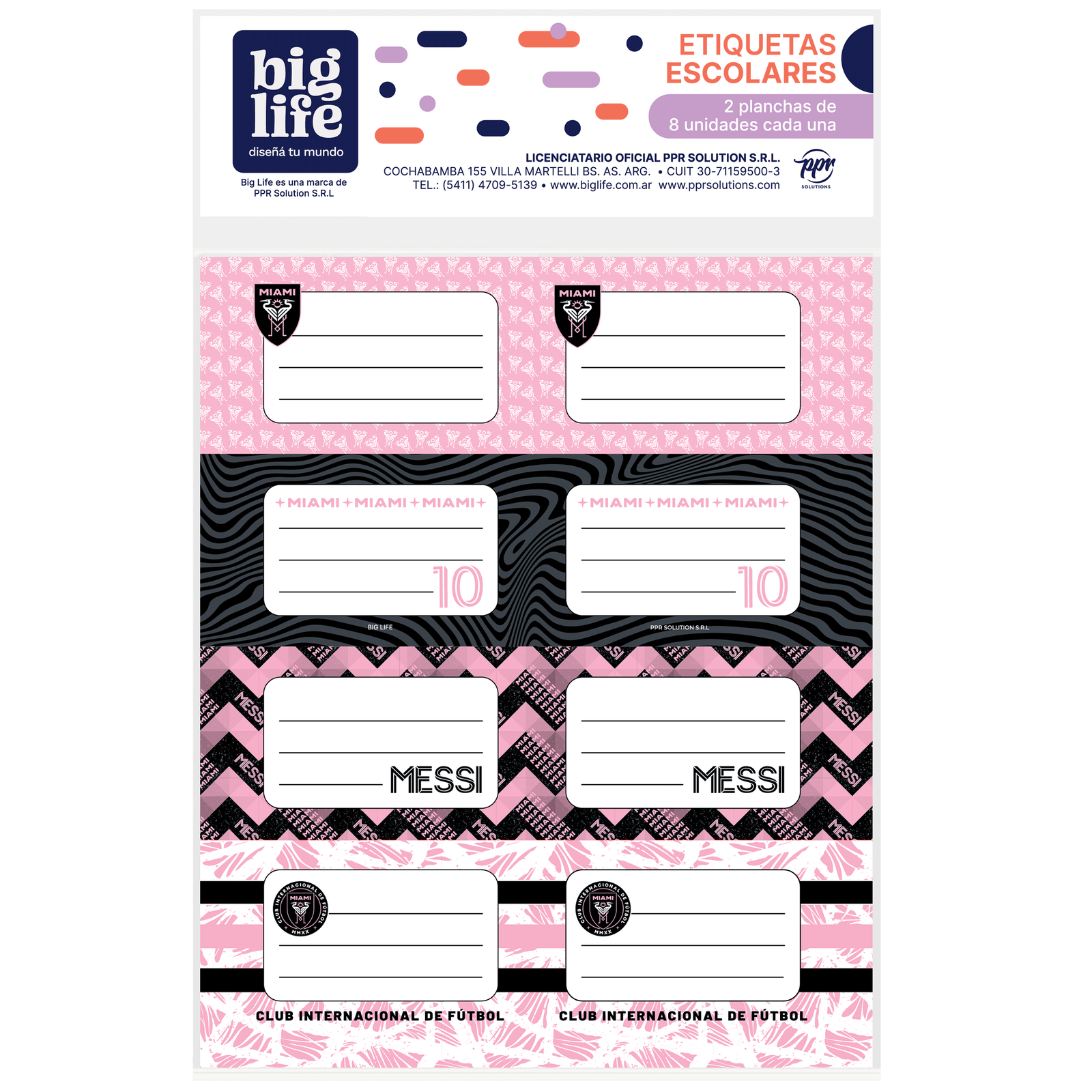 ROTULOS ESCOLARES PPR * INTER MIAMI MESSI * ETIQUETAS X 16 UNIDADES