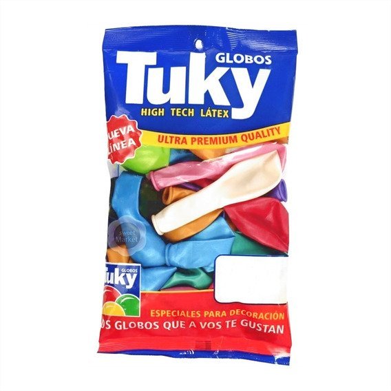 GLOBOS TUKY "COLORES SURTIDOS" BOLSA X 50 UNIDADES (TRADICIONALES)