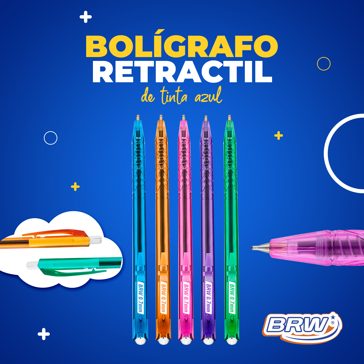 LAPICERA RETRACTIL BRW - TRAZO ULTRA FINO - (TINTA AZUL)