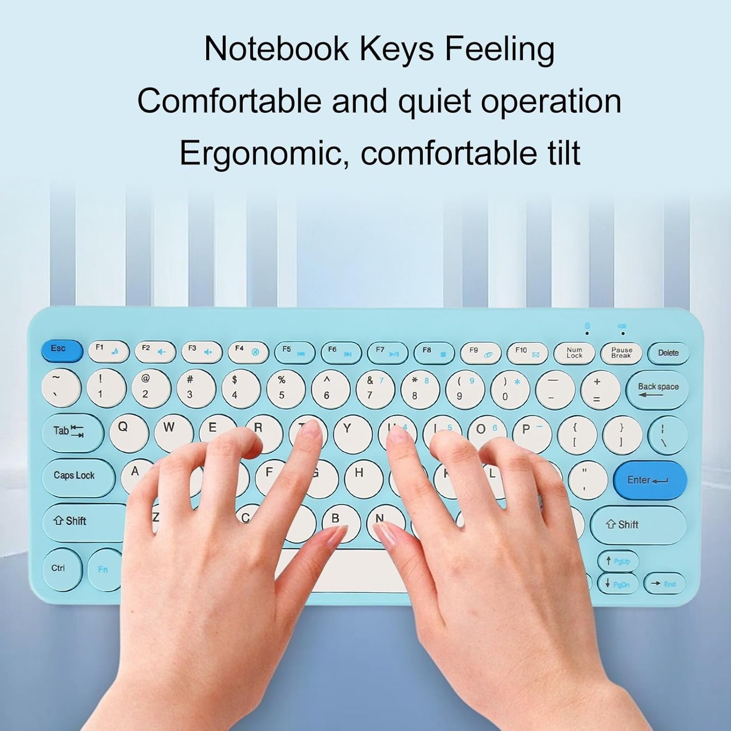 Combo Mini Inalámbrico * HK - 09 CELESTE PASTEL * ( Teclado + Mouse ) Pc Notebook Celular Tablet Mac