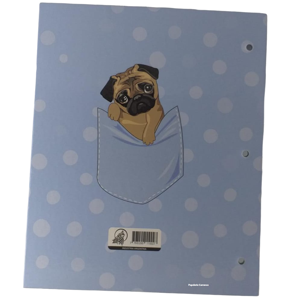 Tapa de Carpeta Escolar N3 " LOVE MY PUG"