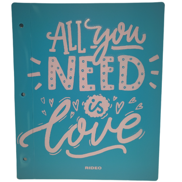 Tapa de Carpeta Escolar N3 " ALL YOU NEED " (Polipropileno)