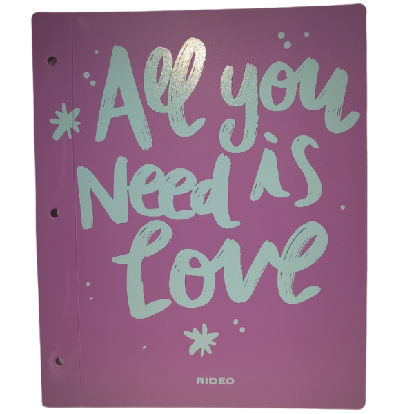 Tapa de Carpeta Escolar N3 " ALL YOU NEED " (Polipropileno)