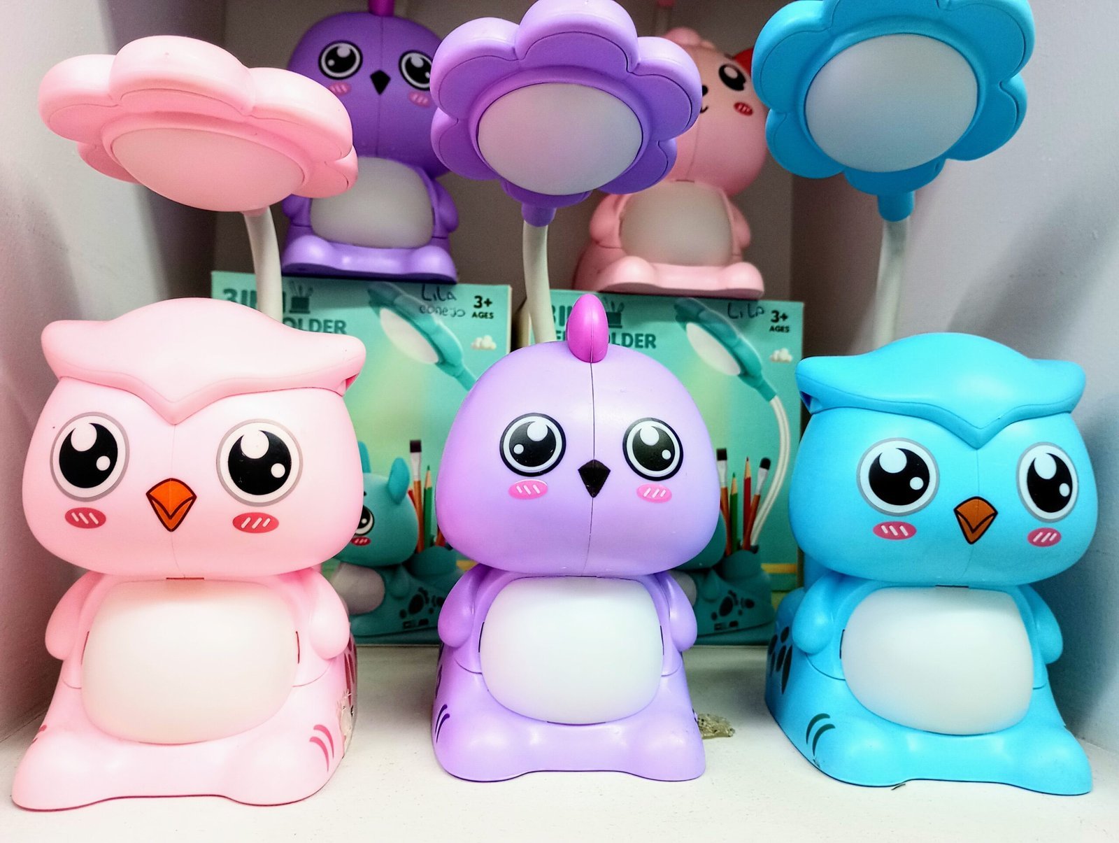 Lampara "Lechuza" Recargable para Escritorio (c/ Bateria incorporada) PortaLapiz + Sacapuntas