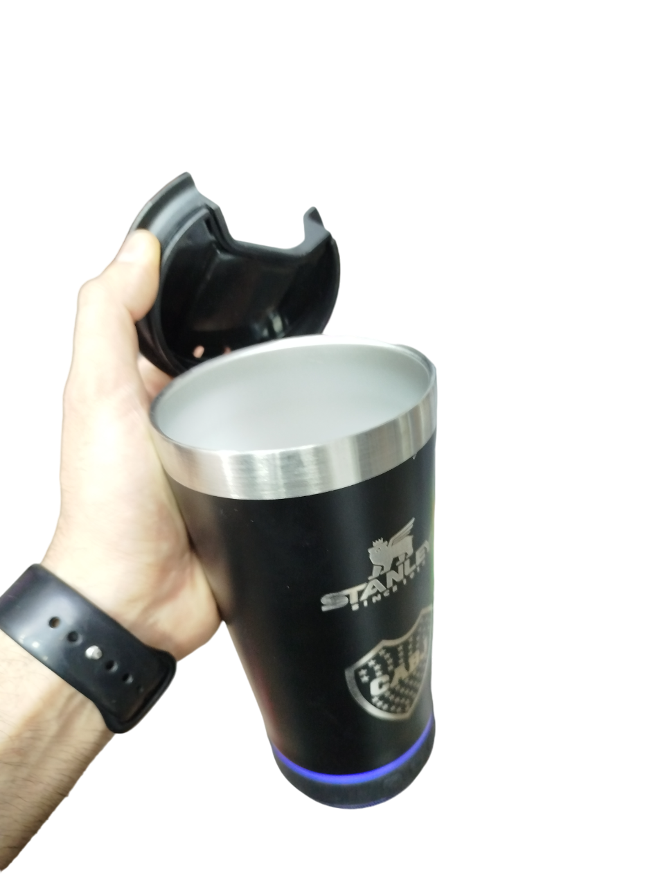 VASO TERMICO "BOCA JUNIORS NEGRO" STANLEY PREMIUM 500 ML - CON PARLANTE BLUETOOTH - ACERO INOXIDABLE (DOBLE CAPA) C/ LUCES + TAPA Y ABRIDOR DE B0TELLAS
