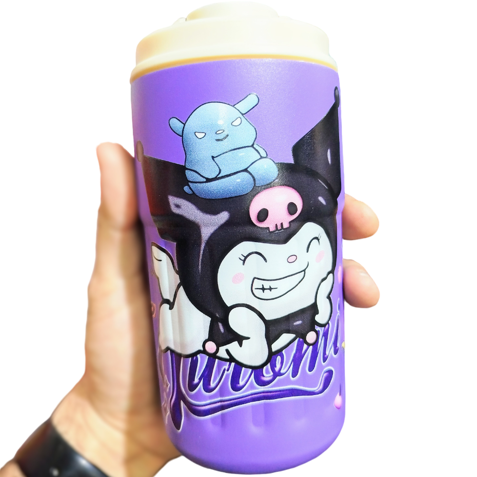 VASO TERMICO "KUROMI" PREMIUM 500 ML - ACERO INOXIDABLE (DOBLE CAPA) C/ Medidor de tmperatura TAPA ANTIVUELCO