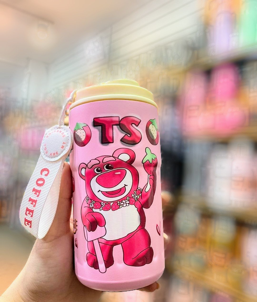 VASO TERMICO "LOTSO (Osito Rosa)" PREMIUM 500 ML - ACERO INOXIDABLE (DOBLE CAPA) C/ Medidor de tmperatura TAPA ANTIVUELCO
