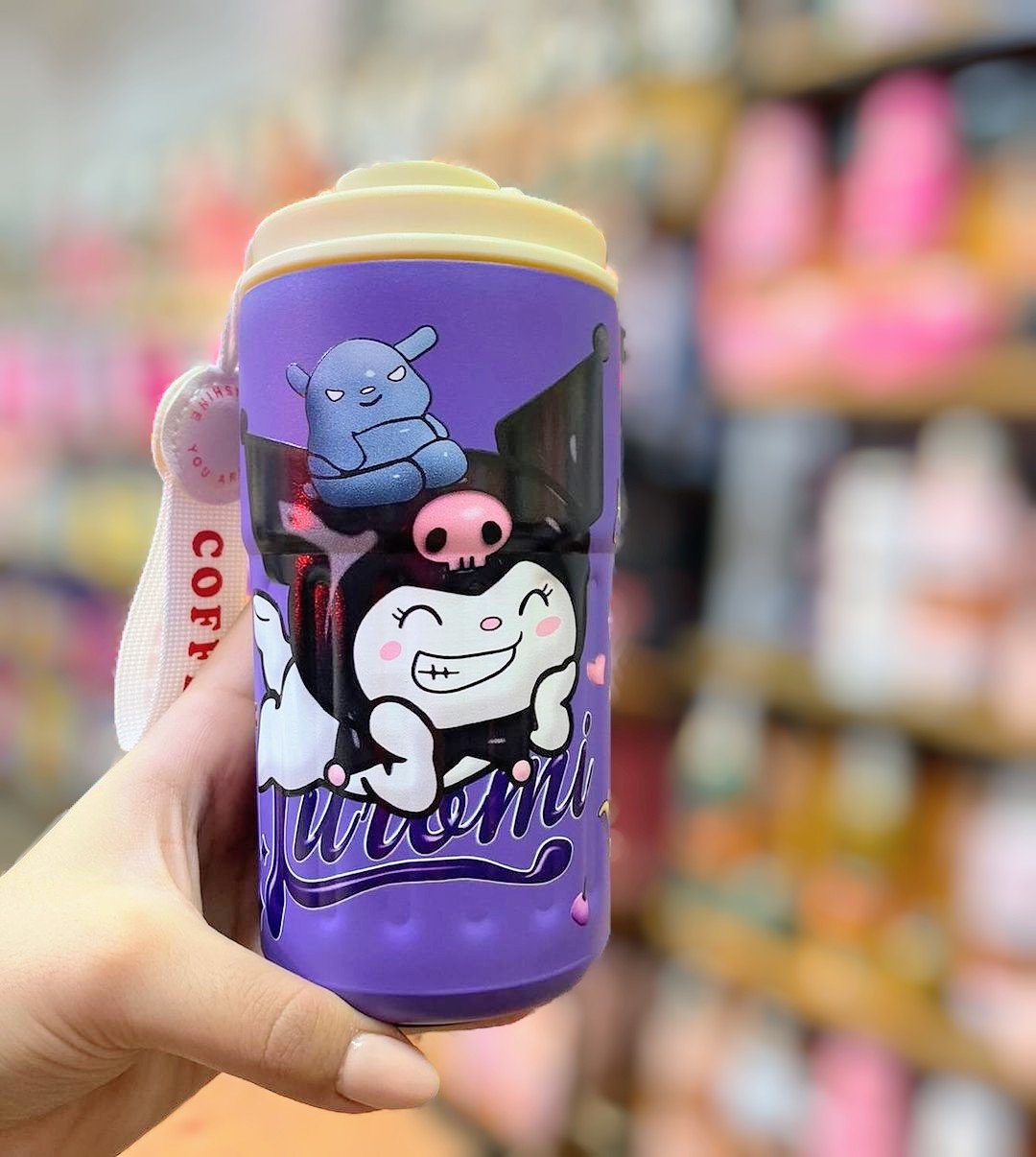 VASO TERMICO "KUROMI" PREMIUM 500 ML - ACERO INOXIDABLE (DOBLE CAPA) C/ Medidor de tmperatura TAPA ANTIVUELCO