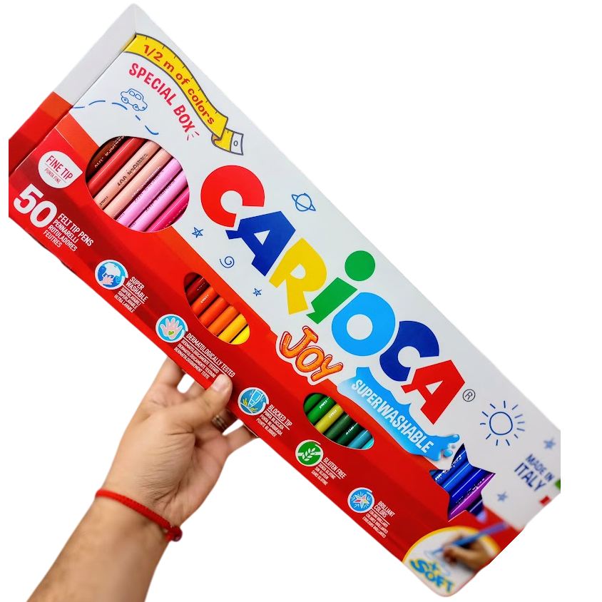 Mega Caaja Marcadores Fibras CARIOCA JOY x 50 -Made In Italy- Caaja regalo