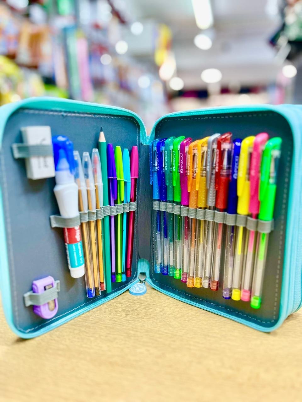 CARTUCHERAS OLAMI "GLITTER METAL" 3 PISOS REFORZADAS