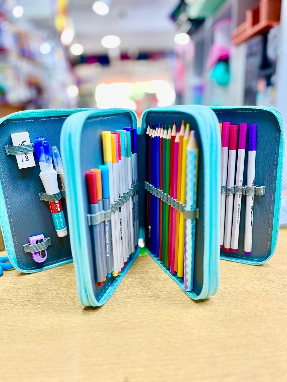 CARTUCHERAS OLAMI "GLITTER METAL" 3 PISOS REFORZADAS