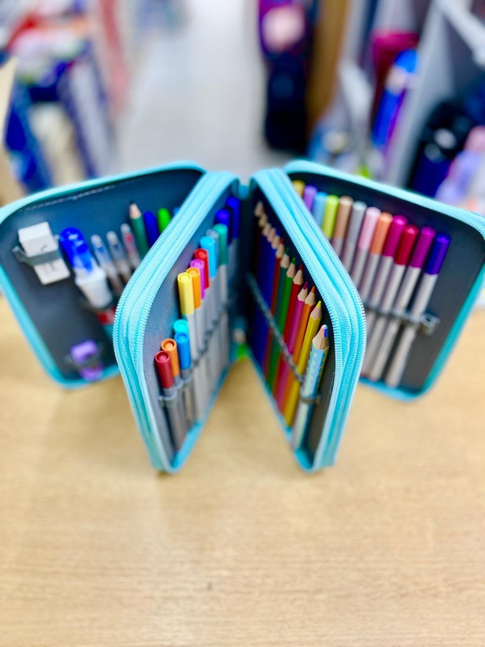 CARTUCHERAS OLAMI "GLITTER METAL" 3 PISOS REFORZADAS