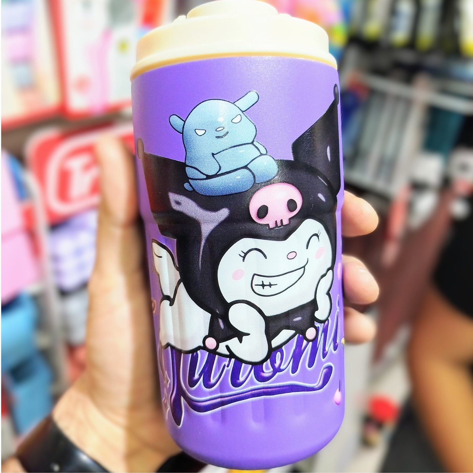 VASO TERMICO "KUROMI" PREMIUM 500 ML - ACERO INOXIDABLE (DOBLE CAPA) C/ Medidor de tmperatura TAPA ANTIVUELCO