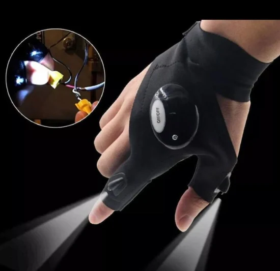 Guantes Luz Led Linterna x 2 Luz Blanca (De Trabajo - Pesca - Camping - Mecánica - Electricidad)